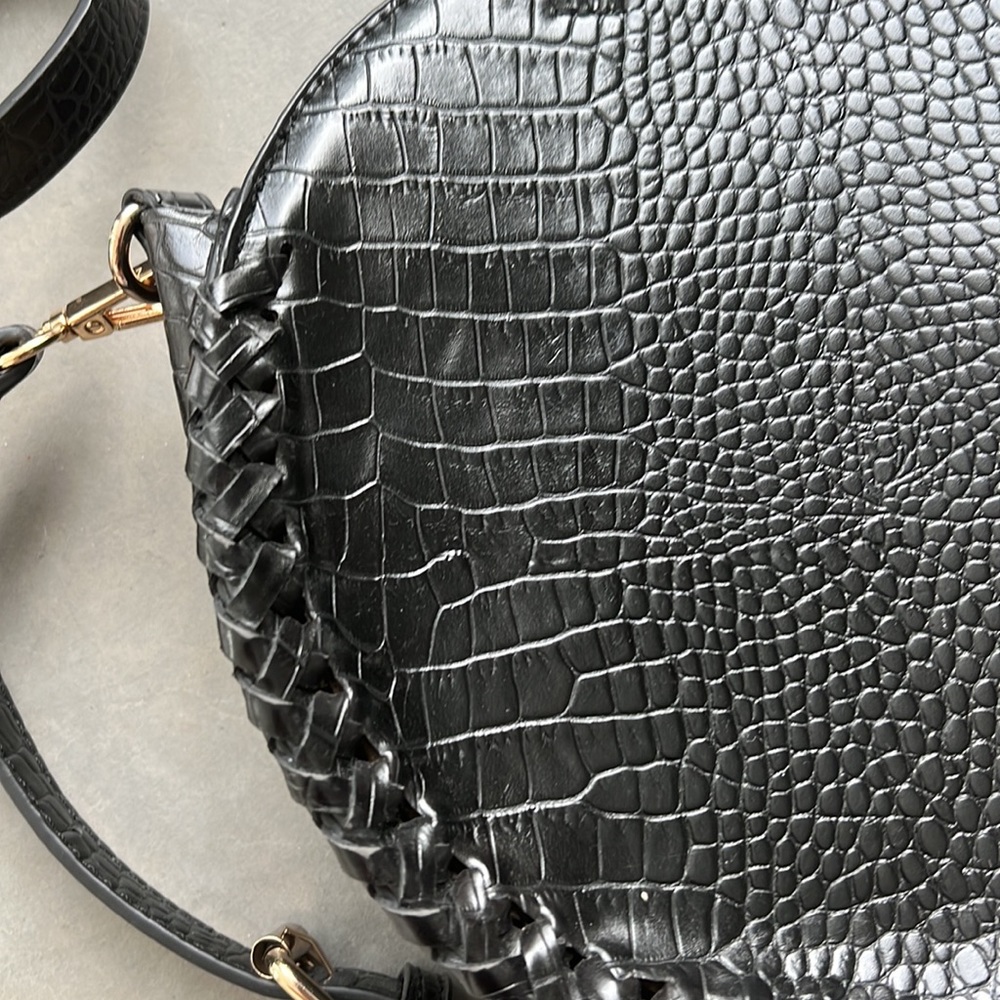 Glazed Leather Crocodile Crossbody